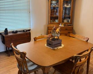 dining table with chairs, drop leaf table, small china cabinet