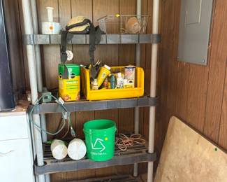 garden chemicals, garage shelving