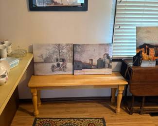 photos, bench, rug