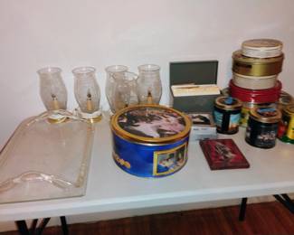 Lighting and vintage tins