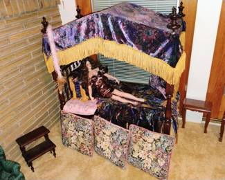 One of a kind doll/ pet miniature canopy. Porcelain dolls.