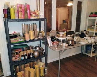 Candles and Candle making equipment, cooking ware.