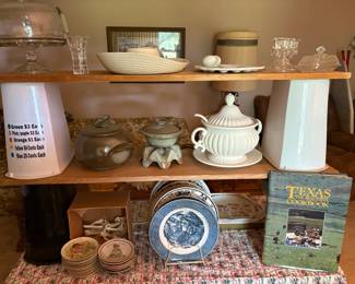 Frankoma, collector plates, cake dome, chip and dip, egg platter, butter dishes
