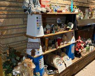 vintage stuffed animals, small bottles, art deco glass, figurines, rag doll and more
