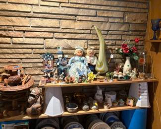art deco glass, monkey pod, monkey bank, figurines, plates