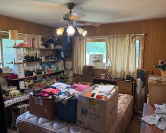 Avon Bottles, decor, Shakey's Pizza hat, clothing