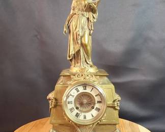 Antique Authentic TIFFANY & CO. Gilt Bronze Mantel Clock- Signed w/ Serial #
