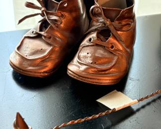 copper baby shoes