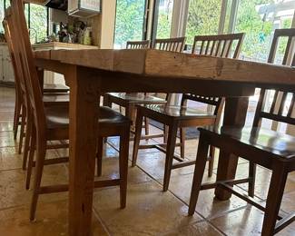 Rustic Farmhouse Oak Dining Table with Chairs