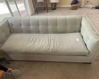 Modern Tufted Sofa in Light Gray Corduroy Fabric