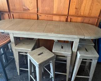 Distressed Gray Wash Counter Height Table with Four Stools