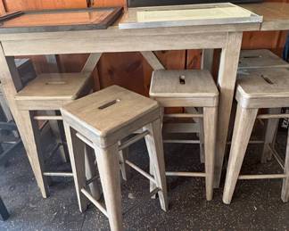 Modern Industrial Style Counter Height Stools with Artwork