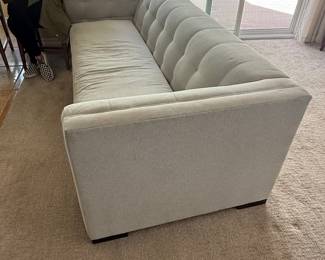 Modern Tufted Sofa in Light Gray Corduroy Fabric