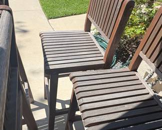 Set of 2 Teak Wood Outdoor Bar Stools