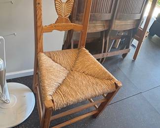 Carved Swan Rush Seat Chair