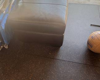 Dark Brown Rectangular Leather Storage Ottoman