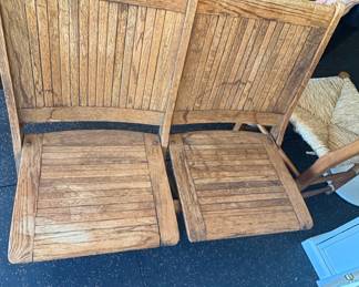 Vintage Wooden Folding Theater Seats (Set of 2)