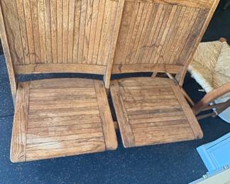 Vintage Wooden Folding Theater Seats (Set of 2)