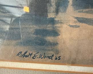 Robert E. Wood Watercolor Painting, "Gregarious Wharves" 1975