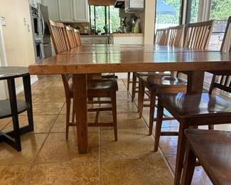 Rustic Farmhouse Oak Dining Table with Chairs