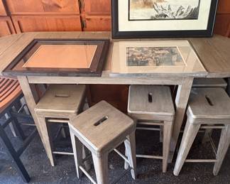 Modern Industrial Style Counter Height Stools with Artwork