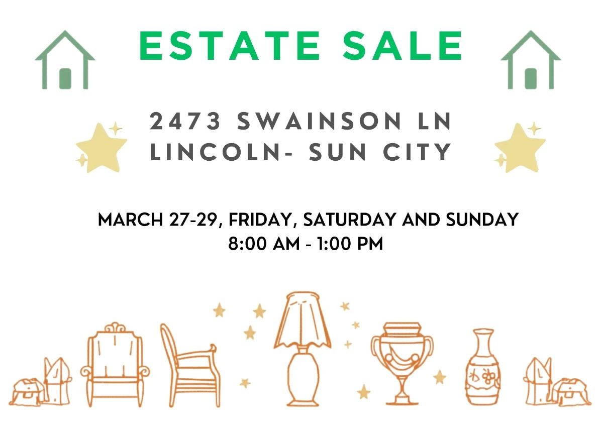 Structured Estate Sale Flyer with Earthy Illustrations