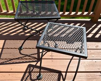 (2) metal patio side tables
