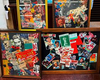 Framed Comics, Stamps and Sports Collages