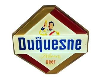 Duquesne Beer Light Up Sign 1960's Pittsburgh, PA Tel-A-Sign Union Made