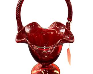 Fenton Ruby Red Swirl Basket