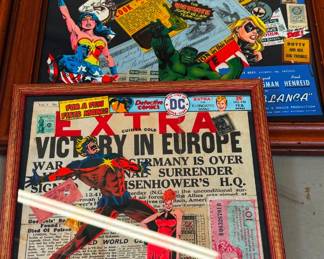 Framed Comics, Stamps and Sports Collages