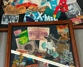 Framed Comics, Stamps and Sports Collages
