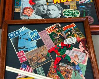 Framed Comics, Stamps and Sports Collages