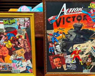 Framed Comics, Stamps and Sports Collages