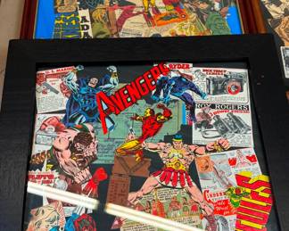 Framed Comics, Stamps and Sports Collages