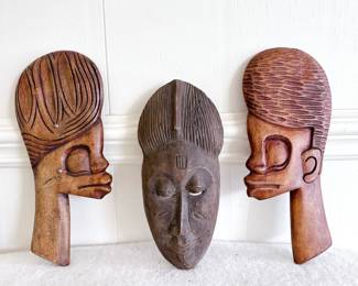 african wall art hand carved face tribal wood