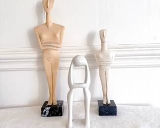 greek Cycladic idols on stone base, handmade soapstone sculpture kenya 2 person lovers hug