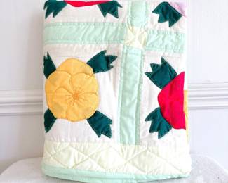 hand-appliqued floral quilt
