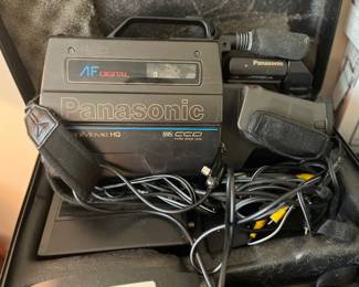  vintage Panasonic OmniMovie VHS HQ camcorder, likely from the late 1980s or early 1990s