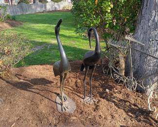 cast aluminum cranes and other yard art