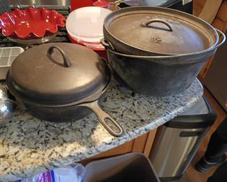 large cast iron dutch oven and more