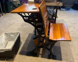 2 antique school desks