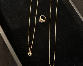Two 14K Gold Chains And A 10K Gold Ring