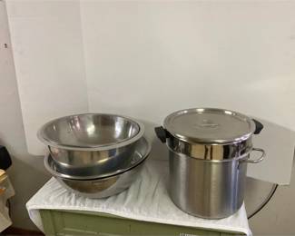 Stainless Steel Mixing Bowls And Double Broiler