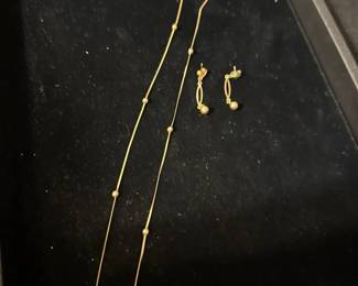 14K Gold Chain And Earrings