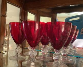 Red crystal wine glasses