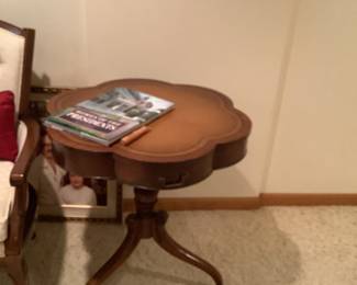 Unique leather top parlour table