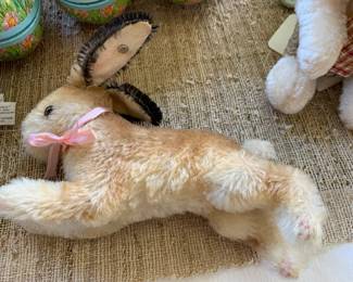 Vtg early STEIFF German Mohair HOPPY Running Bunny with Steiff button