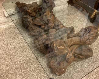 Resin root shaped coffee table.