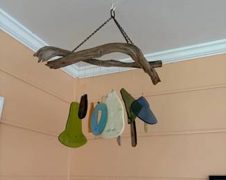 Glass and driftwood windchime